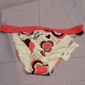Freya Floral Bikini Bottoms with Red and Black Accents